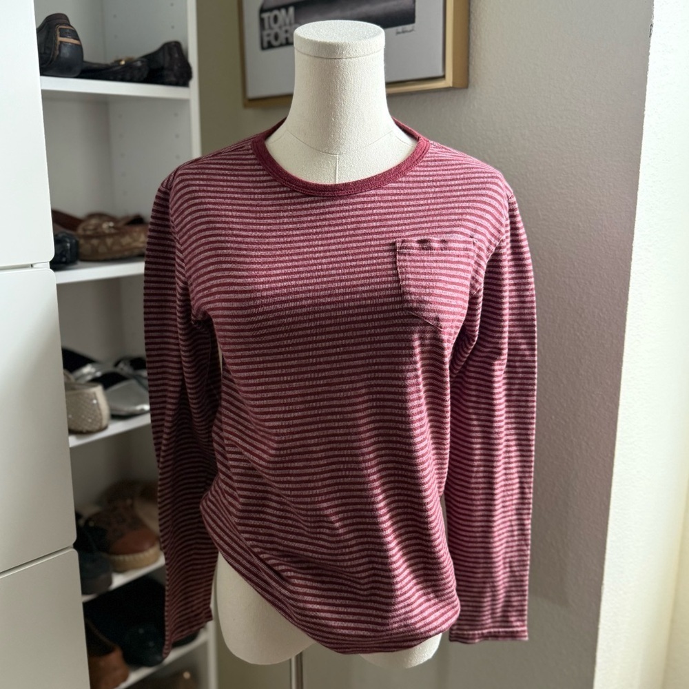 Cat & Jack Burgundy Striped Long Sleeve Shirt Girls Size XL 16